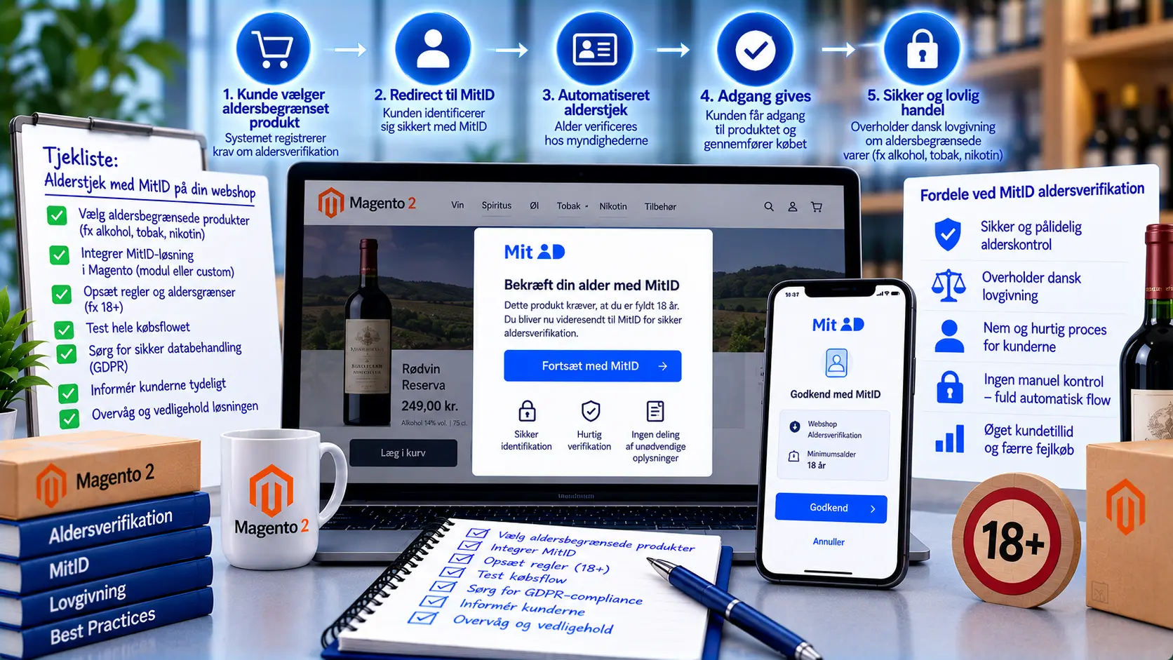 Alderstjek med MitID på webshop: sådan virker det i checkout