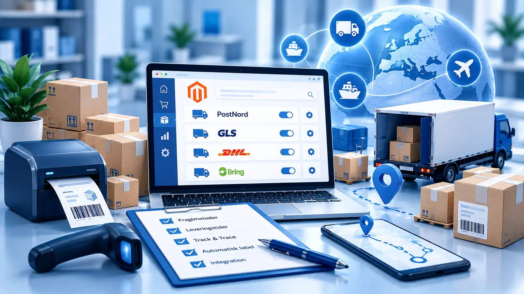 Fragtmodul til Magento: Shipmondo, GLS og pakkeshops i checkout