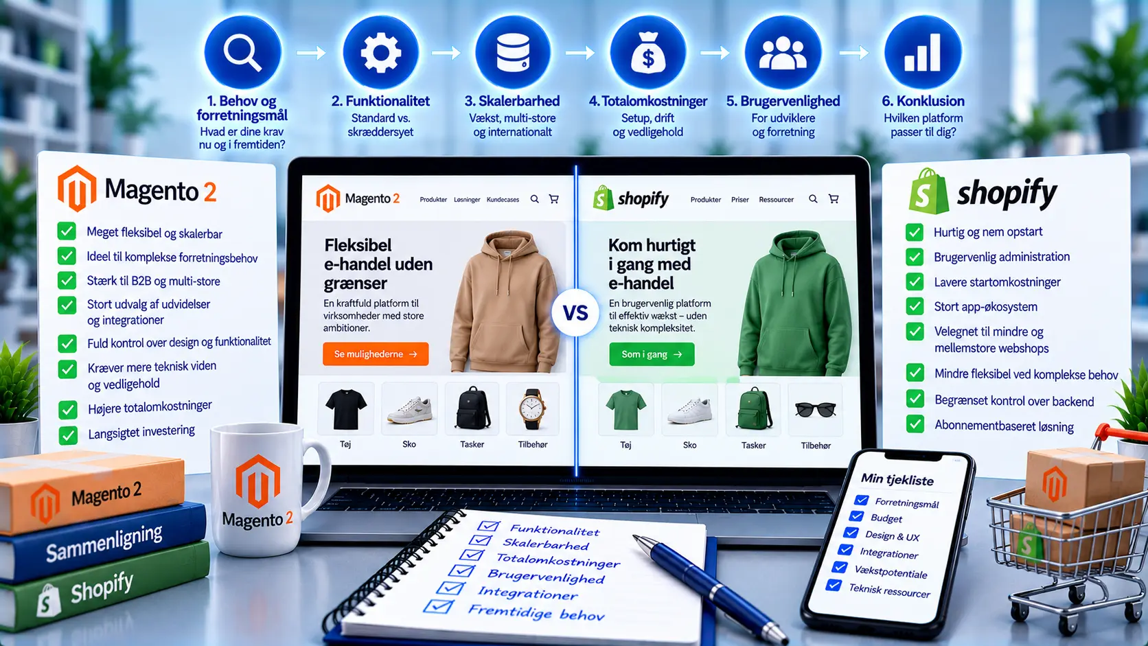 Magento eller Shopify? Sådan vælger du den rigtige webshop platform