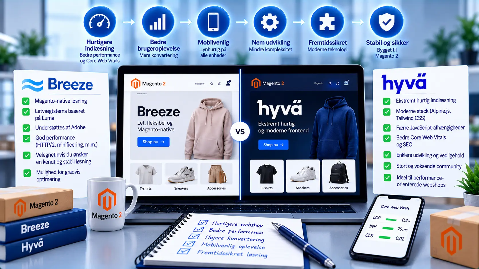 Breeze eller Hyvä? Sådan vælger du Magento 2 frontend