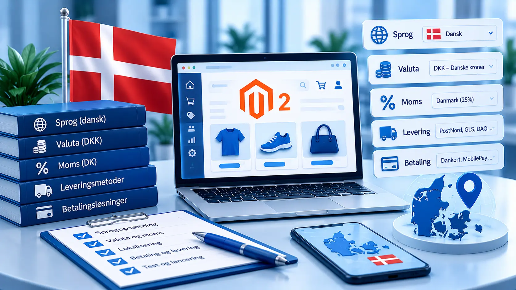 Magento 2 på dansk: sprogpakke, moms, valuta og danske betalinger